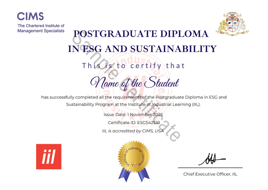 PGD in ESG and Sustainability Certificate