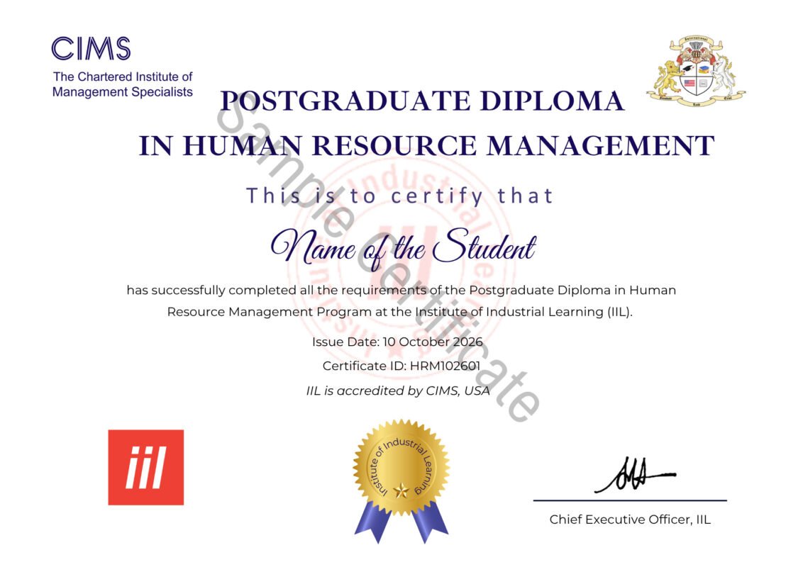 PGDHRM Sample Certificate